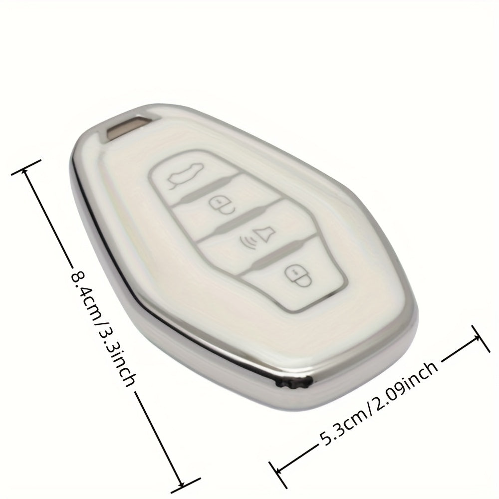 Universal TPU Car Key Fob Cover for Remote Control Black Silver Durable