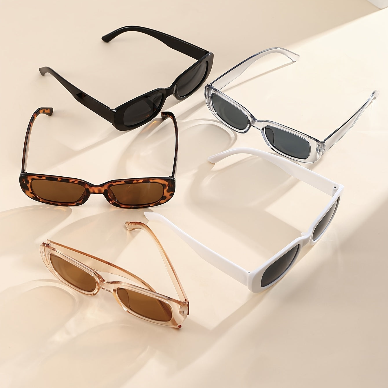 Juego de 5 gafas de moda unisex de forma ovalada con montura pequeña en colores de tendencia