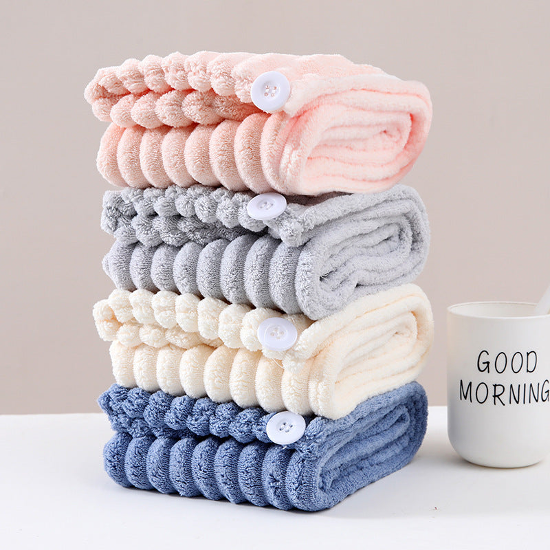 Women’s Quick-Dry Hair Towel Wrap Ultra-Absorbent Coral Fleece Double-Layer Polyester