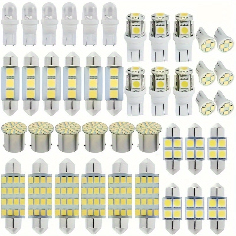 42pcs White LED Car Interior Light Kit for Map Dome License Plate 6000K