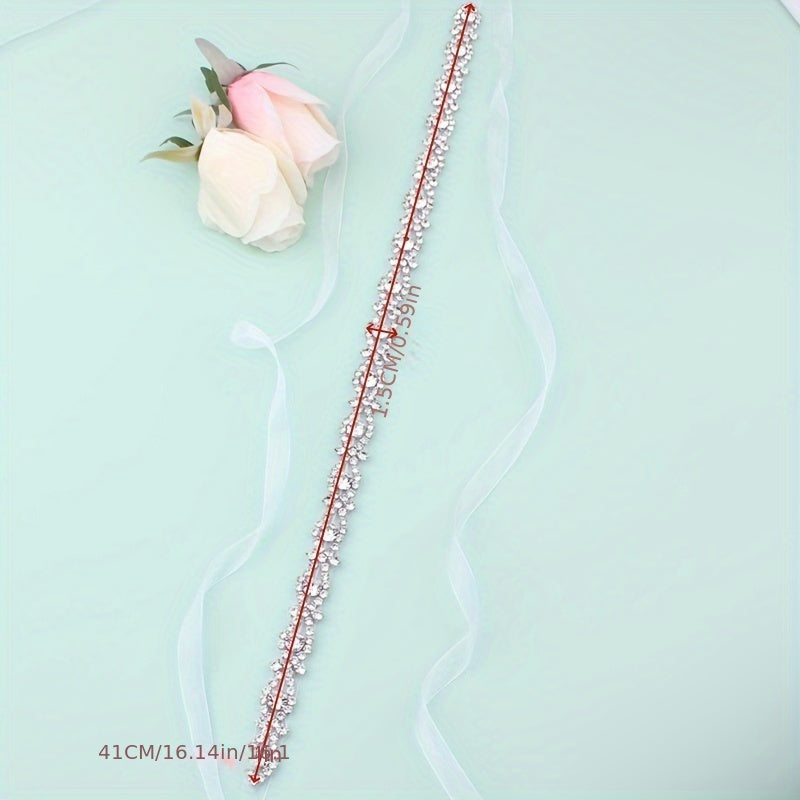 Qizlar uchun Rhinestone kamar To'y kiyimlari aksessuari Yaltirab turadigan belbog' 41 sm