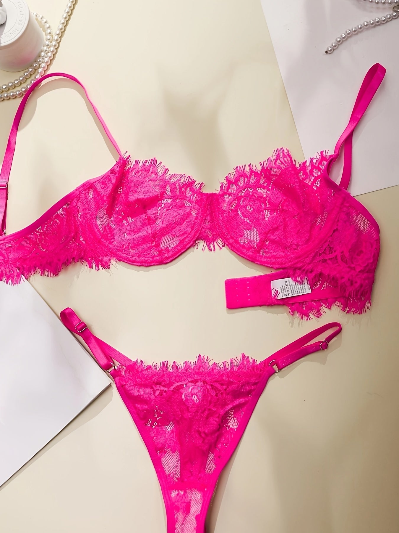 Lingerie Set with Lace and Thin Shoulder Straps for Women