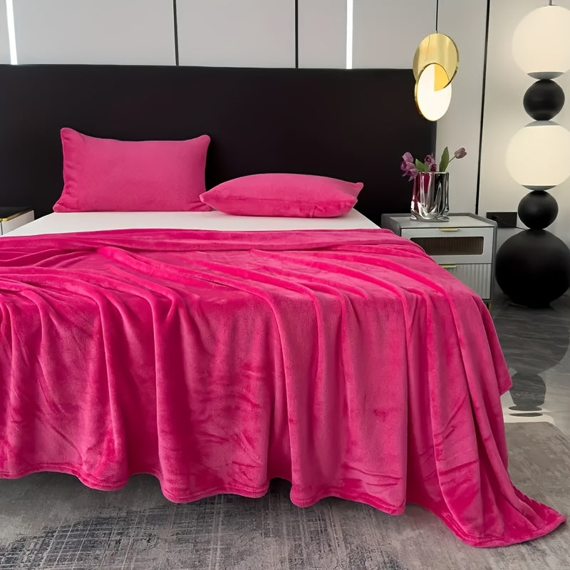 220gsm Polyester Fleece Throw Blanket Lightweight Warm Couch Bed Office