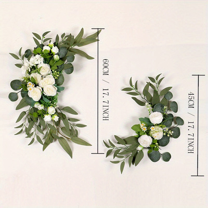 Artificial Wedding Arch Kit with White Peony and Pink Flowers for Ceremonies and Parties