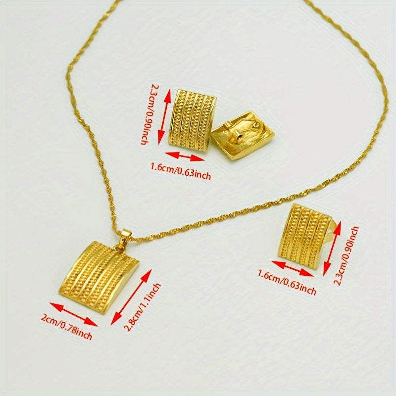 Conjunto de joyería inspirado en Etiopía para mujeres, pendientes de cobre, collar, anillo, regalo de boda