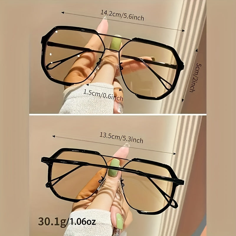 Gafas de sol unisex con espejo para mujeres y hombres, estilo doble puente, para vacaciones y playa