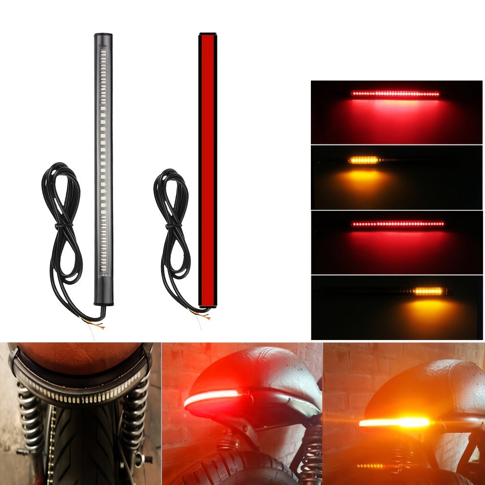 Motorcycle LED Brake Light Strip Tail Stop Turn Signal Flexible Red Yellow 12V