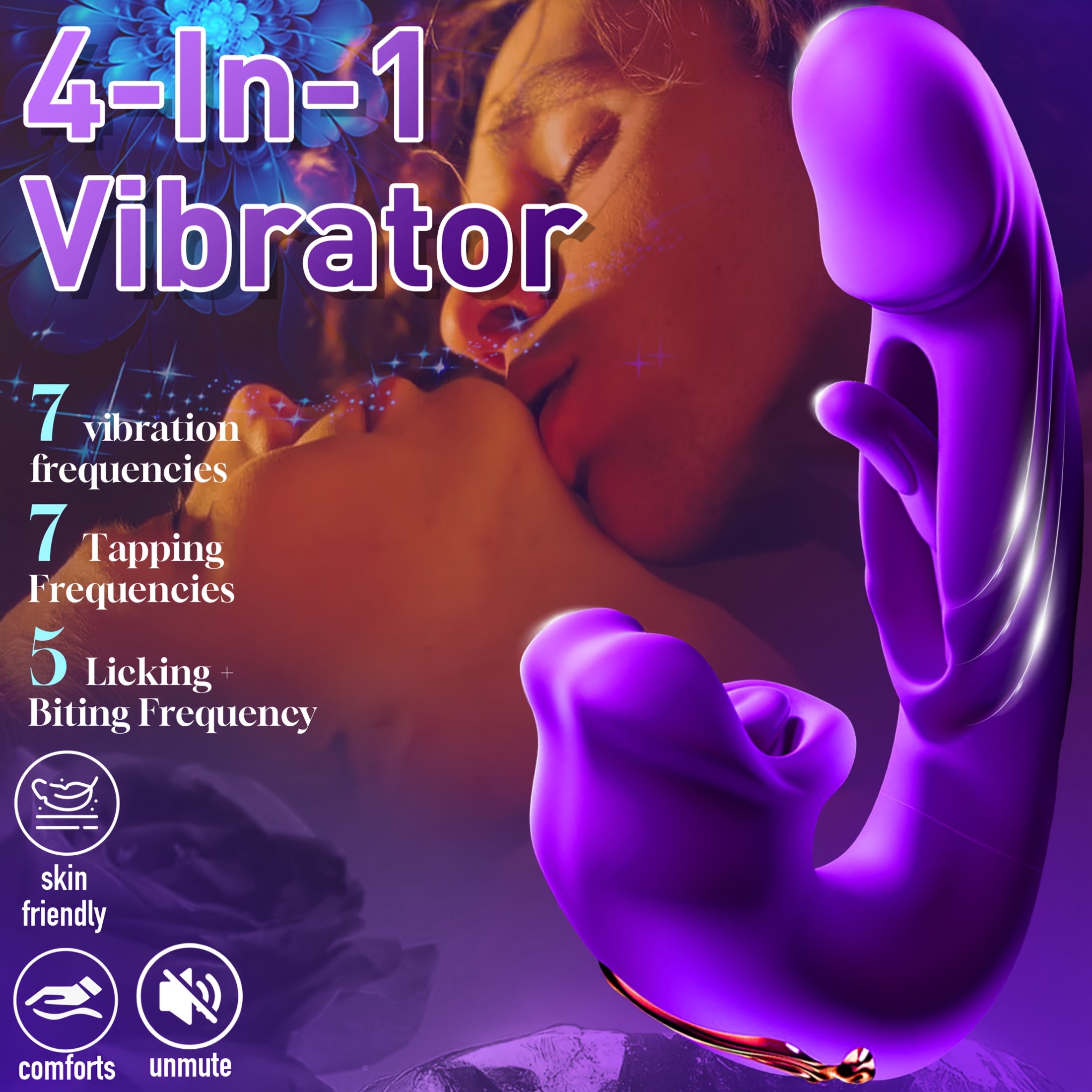 Women's Purple 4-in-1 Vibrating Clitoral Stimulator with 7 Modes
