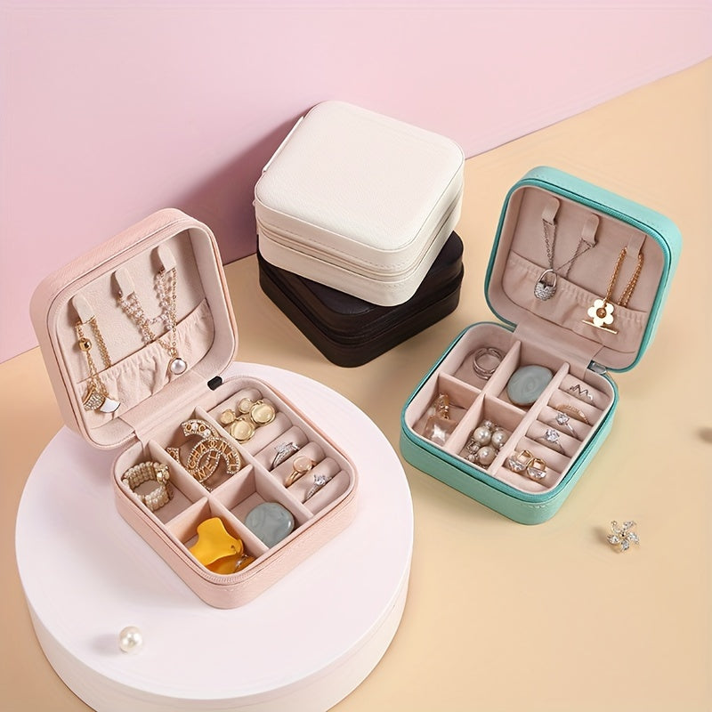 Caja organizadora portátil para joyas para pendientes, collares y anillos, almacenamiento de viaje