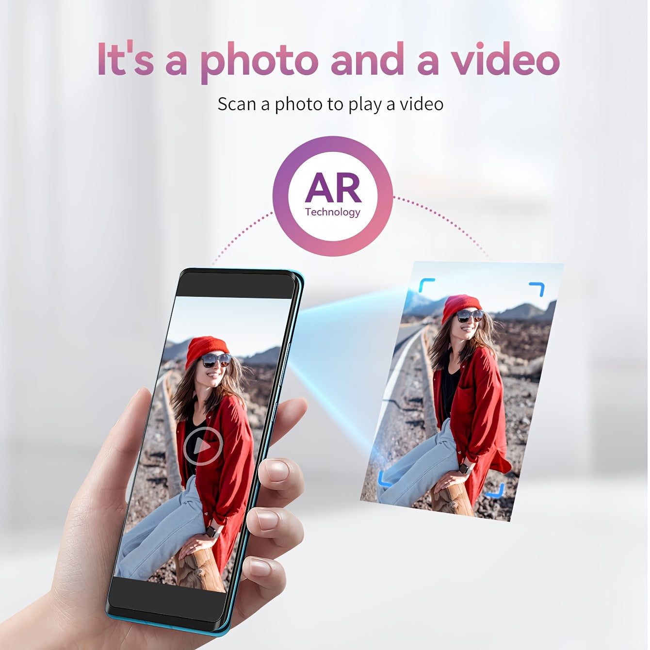 Mini Portable Photo Printer Wireless Color 303DPI ZINK for iOS Android Pink