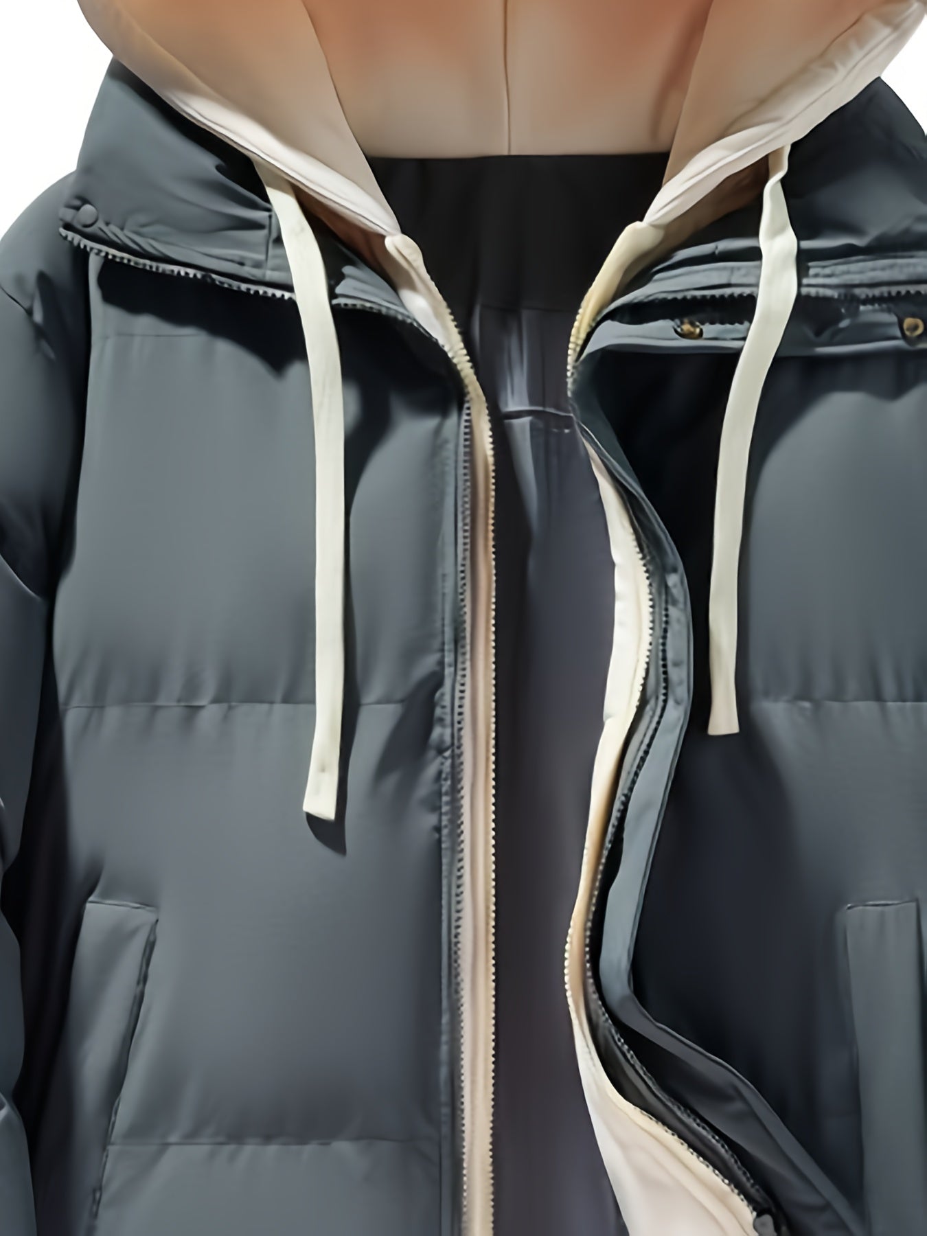 Women's Winter Hooded Jacket with Zippered Pockets Warm Insulated Coat