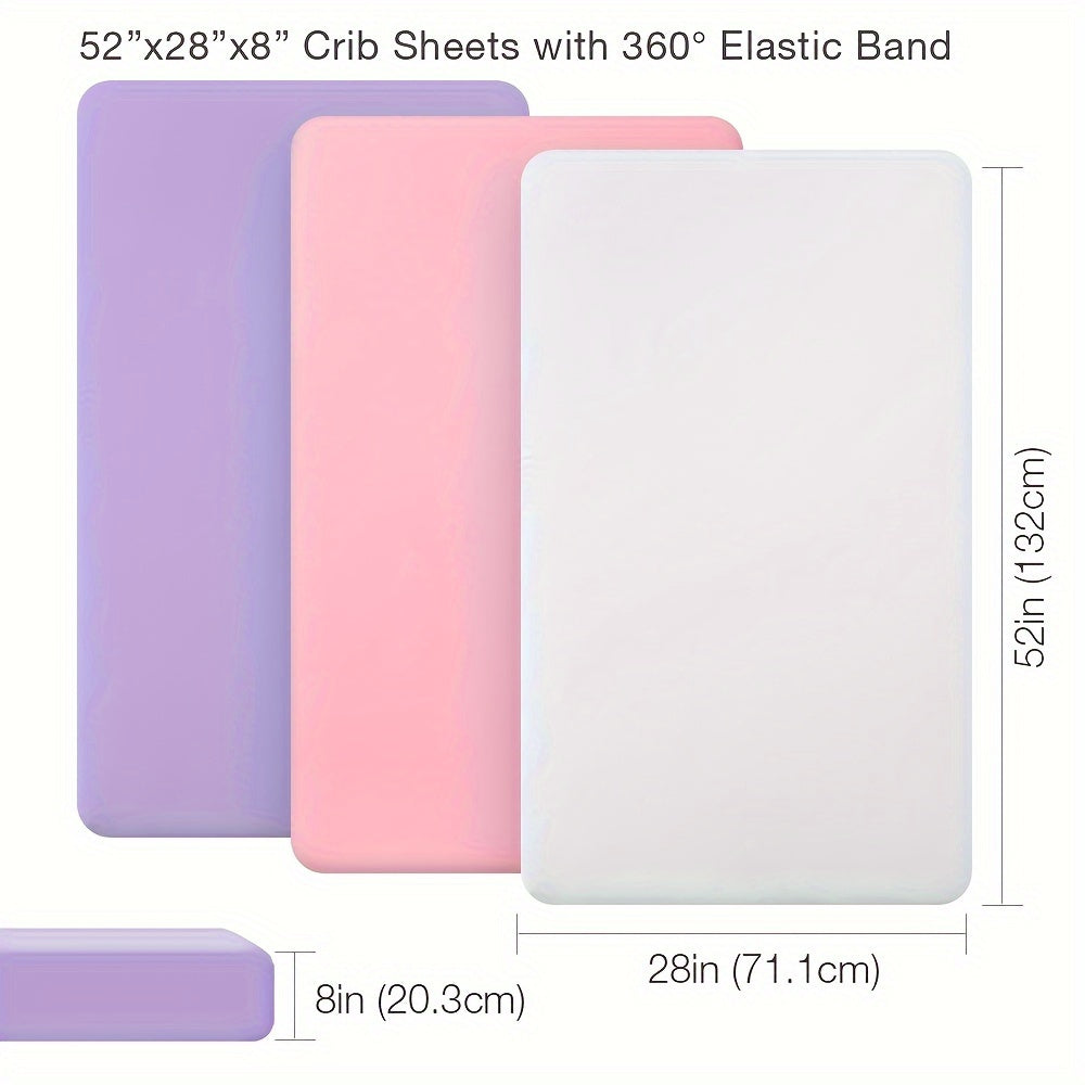 Set of 3 Microfiber Fitted Crib Sheets Assorted Colors Easy to Clean