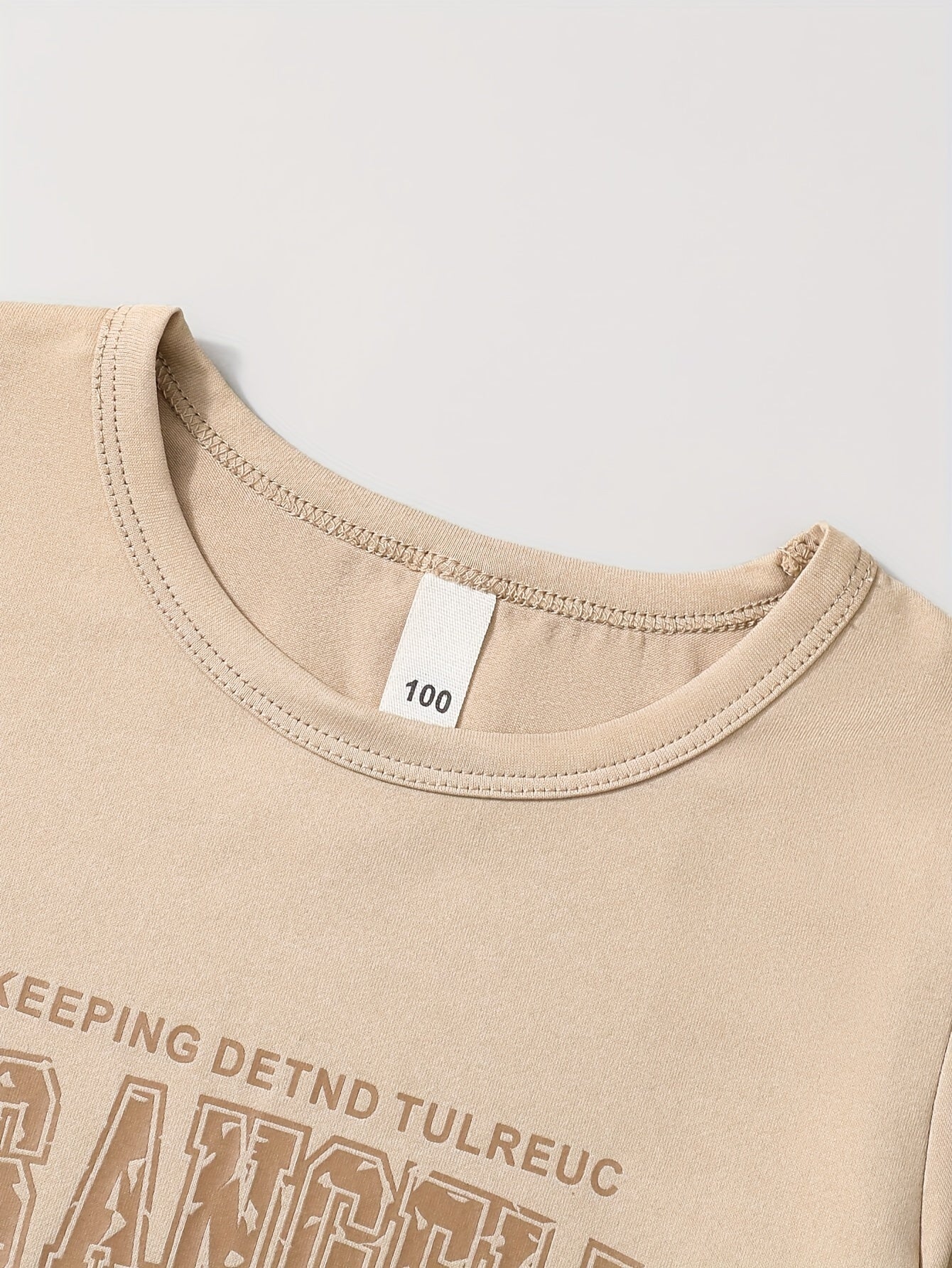 Boys Summer Set Casual Letter Print T-Shirt and Shorts with Pockets Polyester Blend