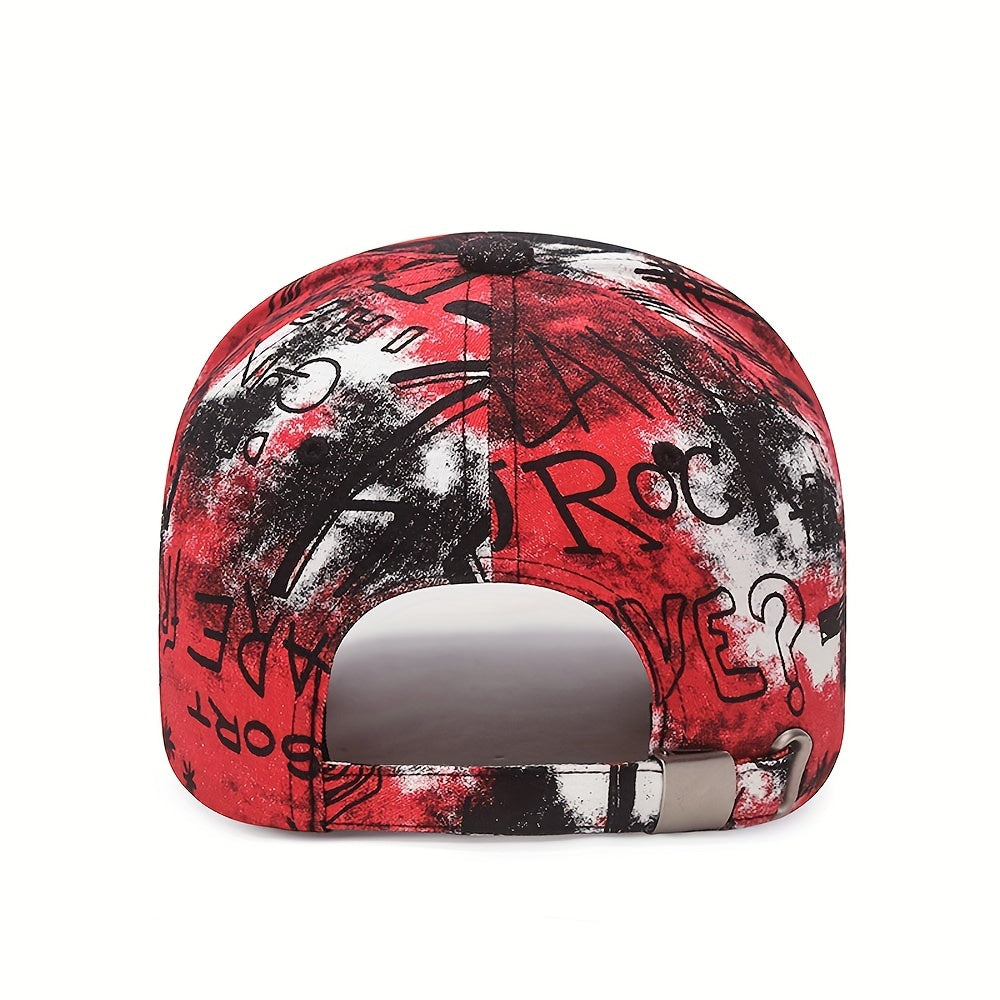 Graffiti Flower Cotton Baseball Cap Street Style Geometric Pattern Unisex