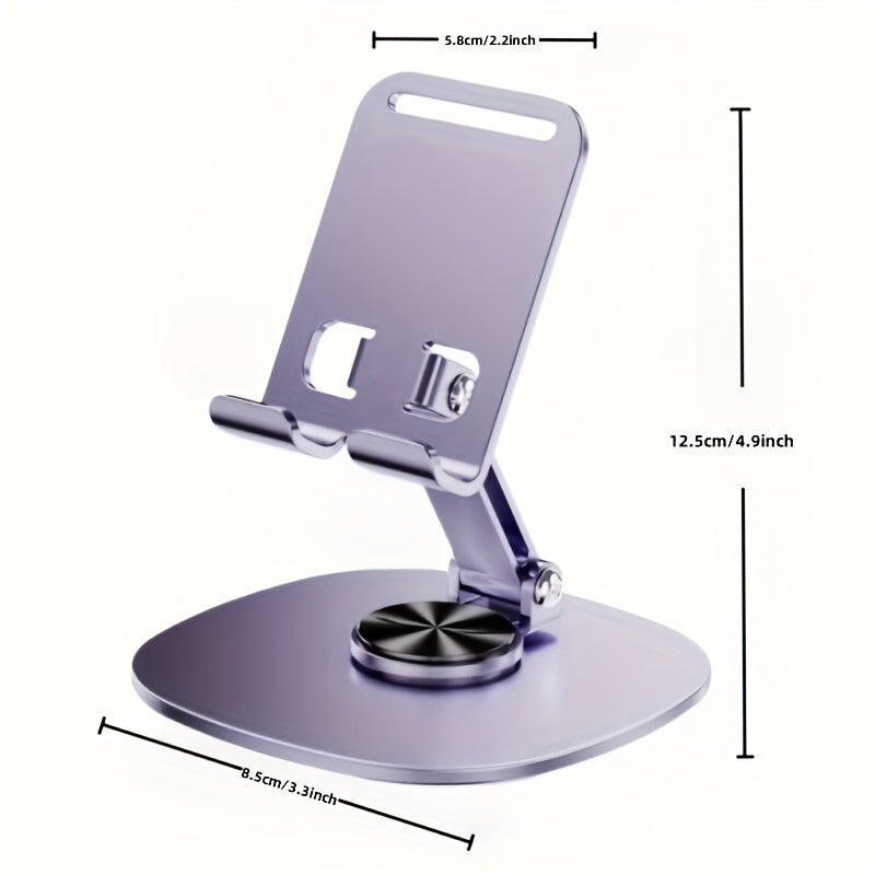 Waterproof Aluminum Alloy Phone Stand with 360° Rotating Desk Mount, Adjustable and Foldable