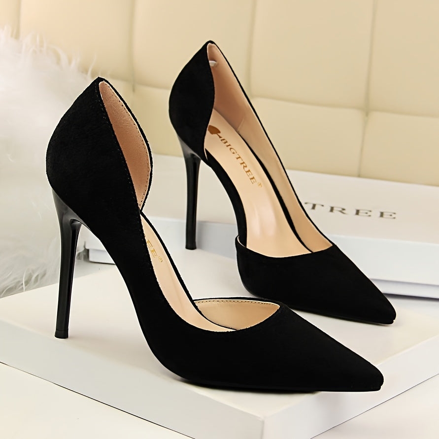 Women's Black Stiletto Heels Pointed Toe Ultra-High Thin Heel Dress Shoes