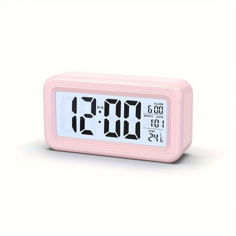 Digital Alarm Clock with Backlit LCD Silent Design Date and Temperature Function