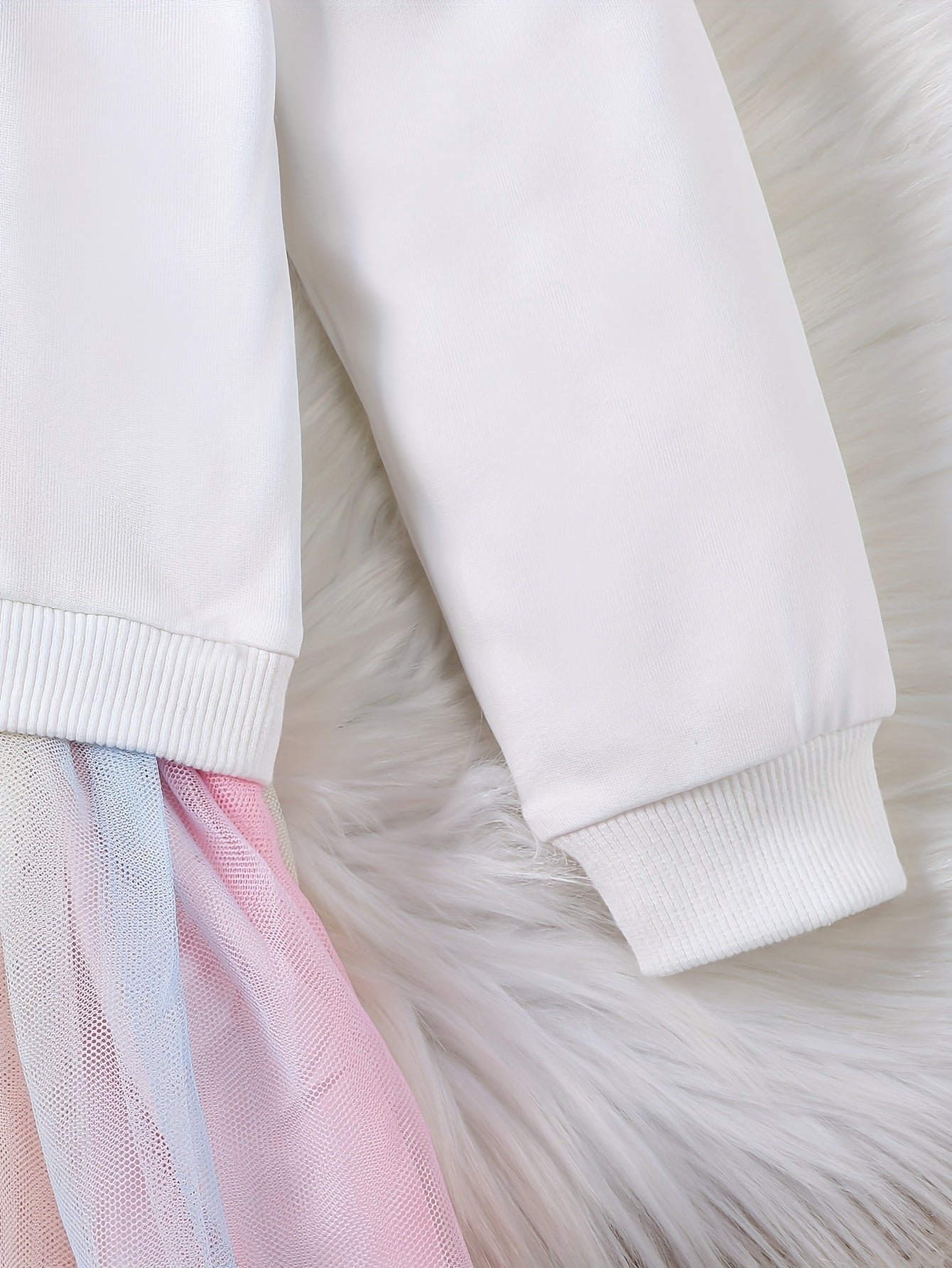 Girls Rainbow Tutu Dress with Unicorn Print Long Sleeve Midi Autumn Spring