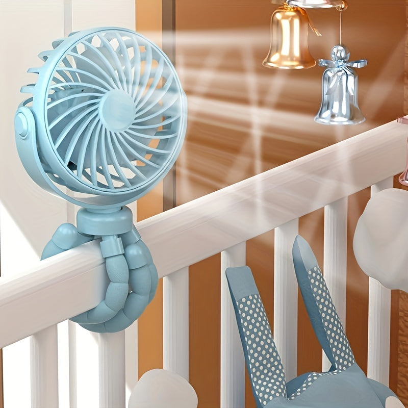 Portativ Aravacha Ventilyatori, Egiluvchan Tripod bilan, Jim Mini Qo'lga Olinadigan USB Ventilyator, Avtomobil O'rindig'i, Katta O'rin va Sayohat uchun - 3 Tezlikli Aylanish, Uzoq Umrlik Batareya Bilan Ta'minlangan