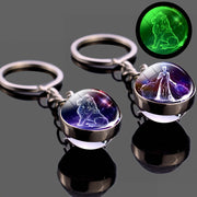 Starry Sky Glass Ball Car Keychain Zodiac Sign Auto Accessory Gift