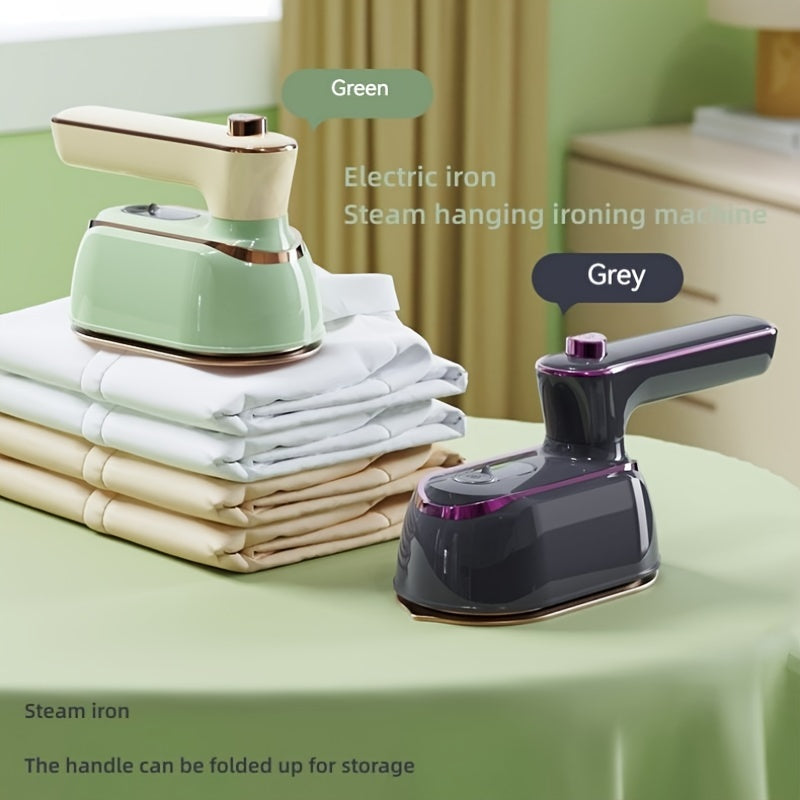 Portable Handheld Steam Iron for Wrinkle-Free Clothes Travel Office Home Green Grey