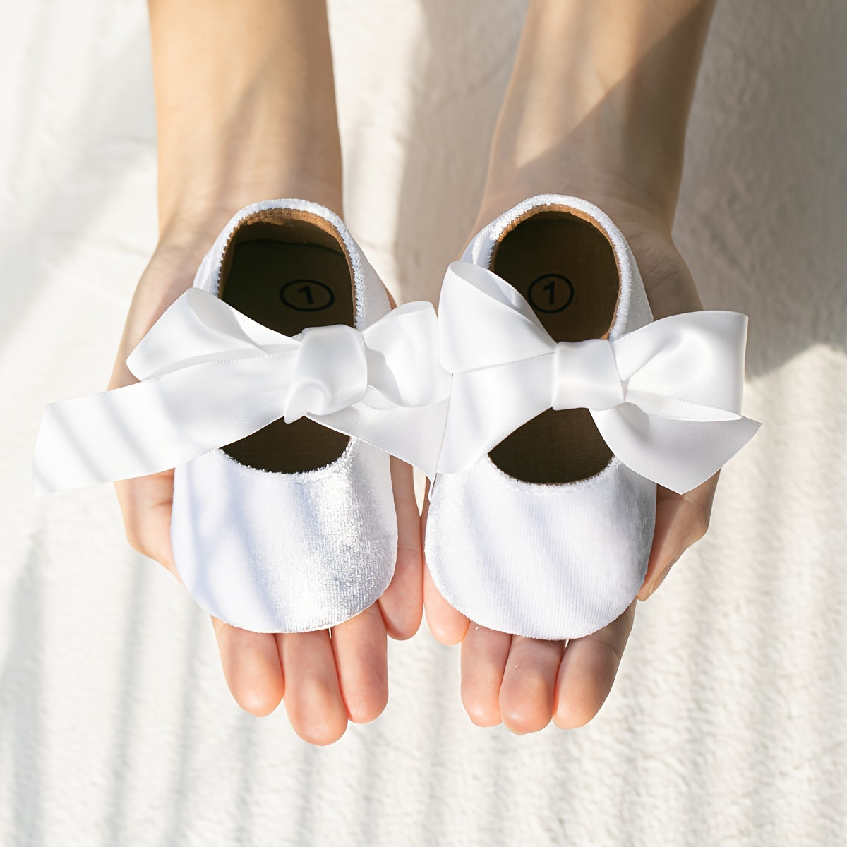Infant Baby Girls Soft Sole Mary Jane Flats with Bowknot and Rubber Sole