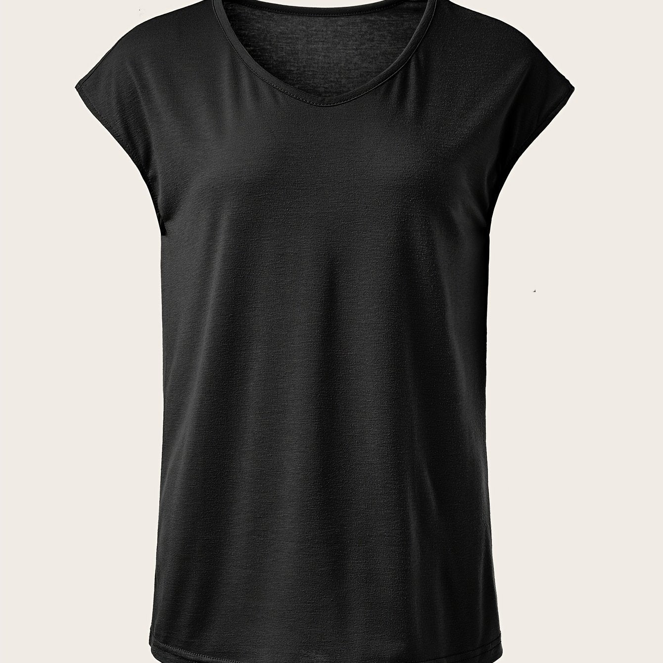 Plus Size Women's Light Blue V-Neck Short Sleeve Polyester Sports T-Shirt