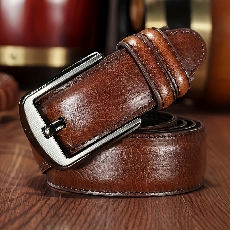 Men's Genuine Cowhide Leather Belt with Pin Buckle Casual Gift for Men
