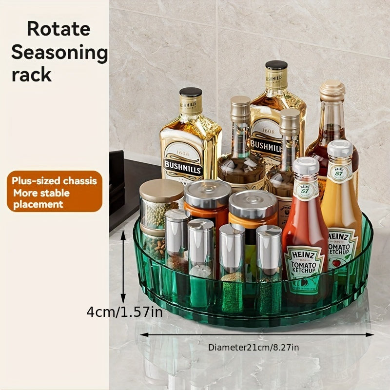 Light Luxury Rotating Storage Rack with Transparent Spice and Desktop Organizer