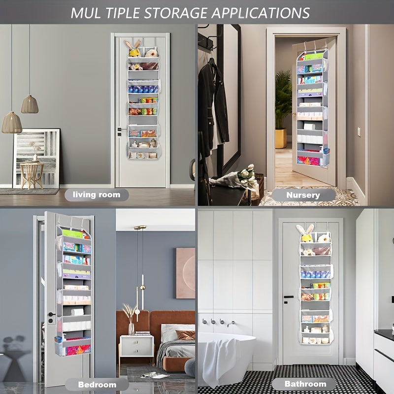 Door Hanging Storage Organizer with 5 Pockets and Mesh Bags for Bedroom Shoes Diapers