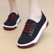 Women's Breathable Slip-On Sneakers All-Season Flat Shoes Black White