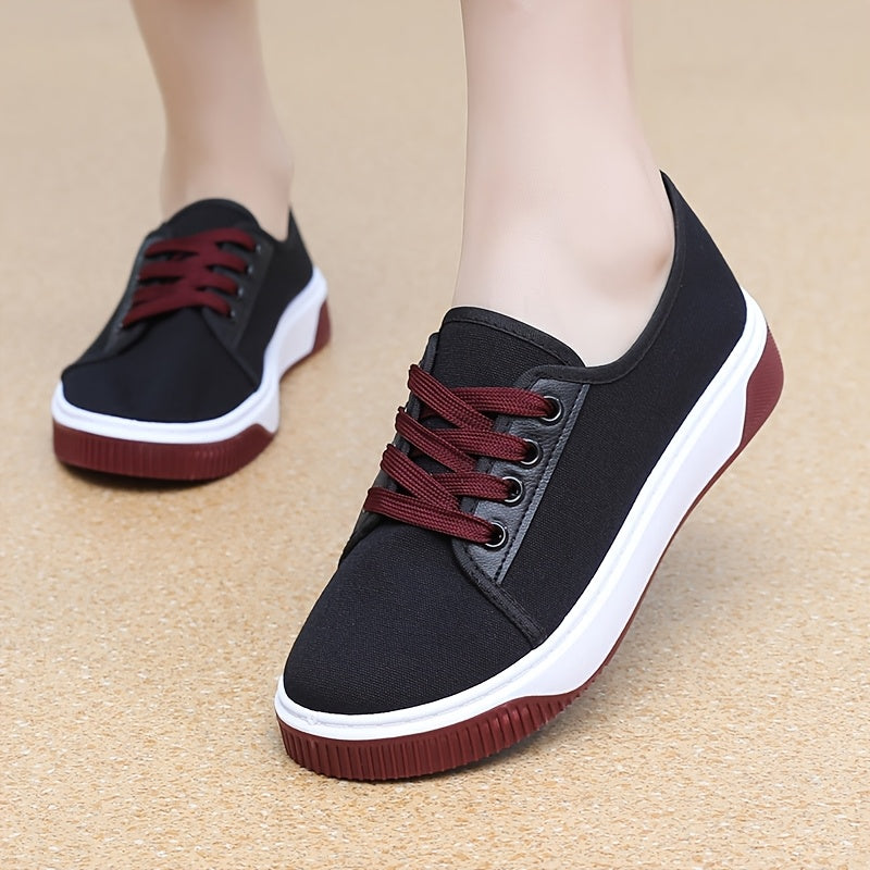 Women's Breathable Slip-On Sneakers All-Season Flat Shoes Black White