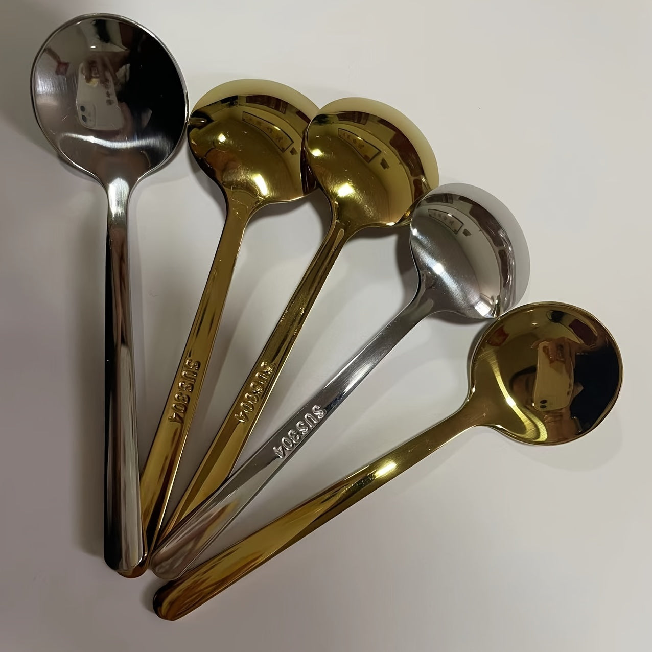 Set of 5 Stainless Steel Coffee and Seasoning Spoons 3.86 Inch Mini Stirring Utensils