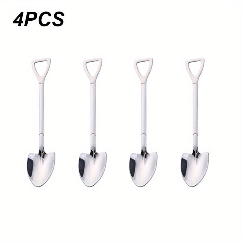 Set of 4 or 8 Stainless Steel Coffee Scoops Shovel Shape for Tea Ice Cream Kitchen
