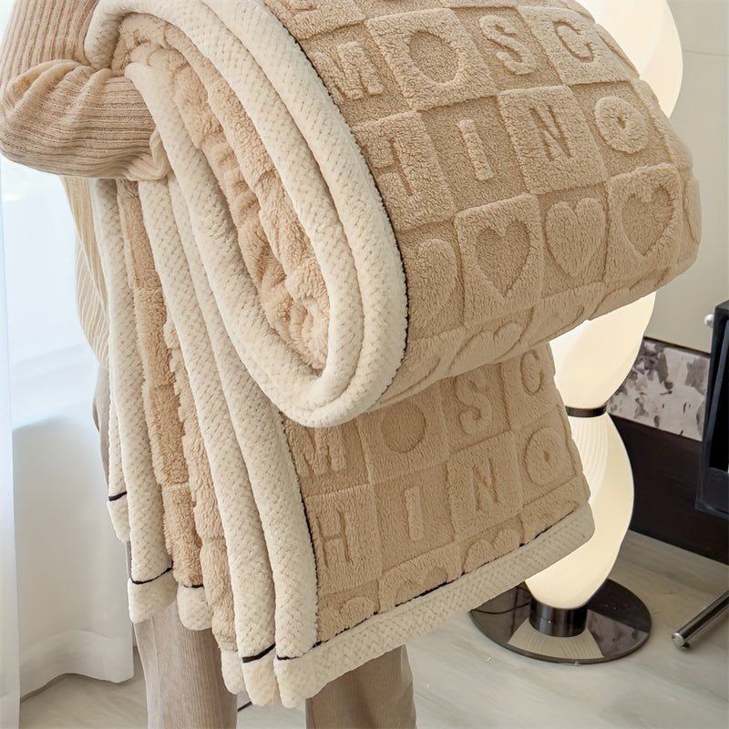 Geometric Coral Fleece Throw Blanket Soft Cozy Lightweight Versatile for Couch Bed