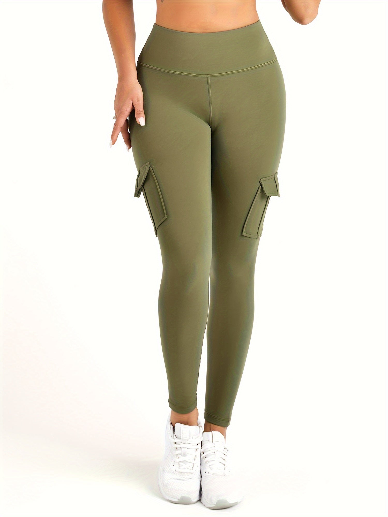 Women's Plus Size Sports Pants High Waist Elastic Four Pockets