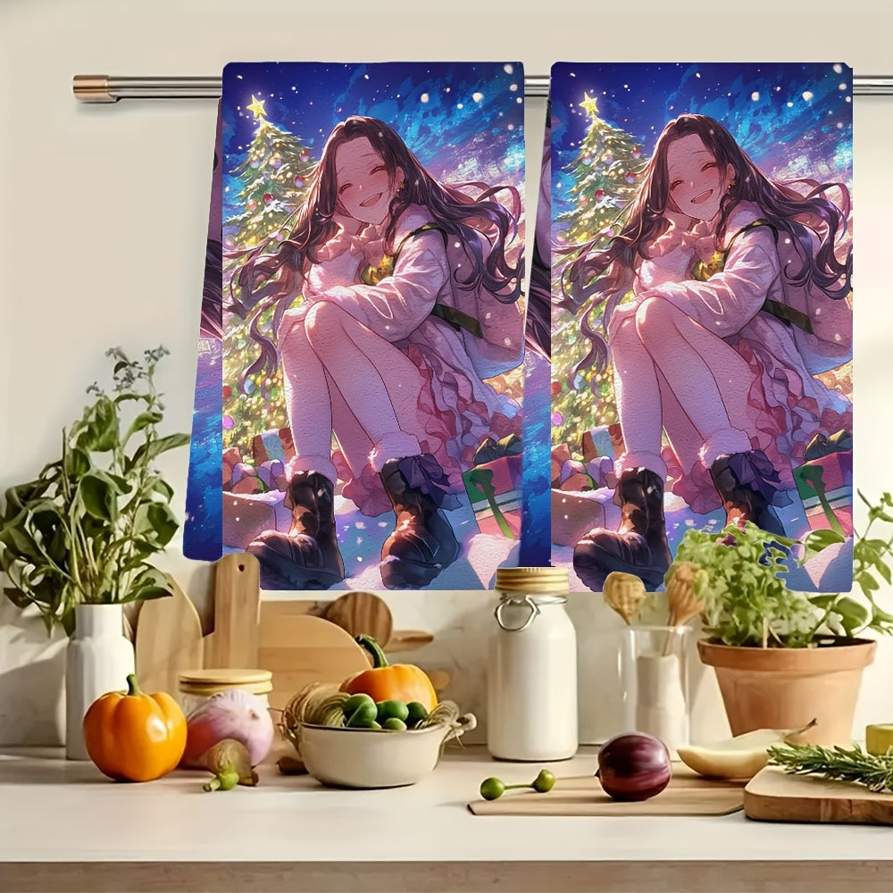 Пара из 2 ультрамягких кухонных полотенец, которые добавляют блеск вашим вечерам. Эти высокоабсорбирующие полотенца для посуды и рук идеально подходят для праздничного декора. Они стираются в машине и имеют размеры 40,64x60,96 см.