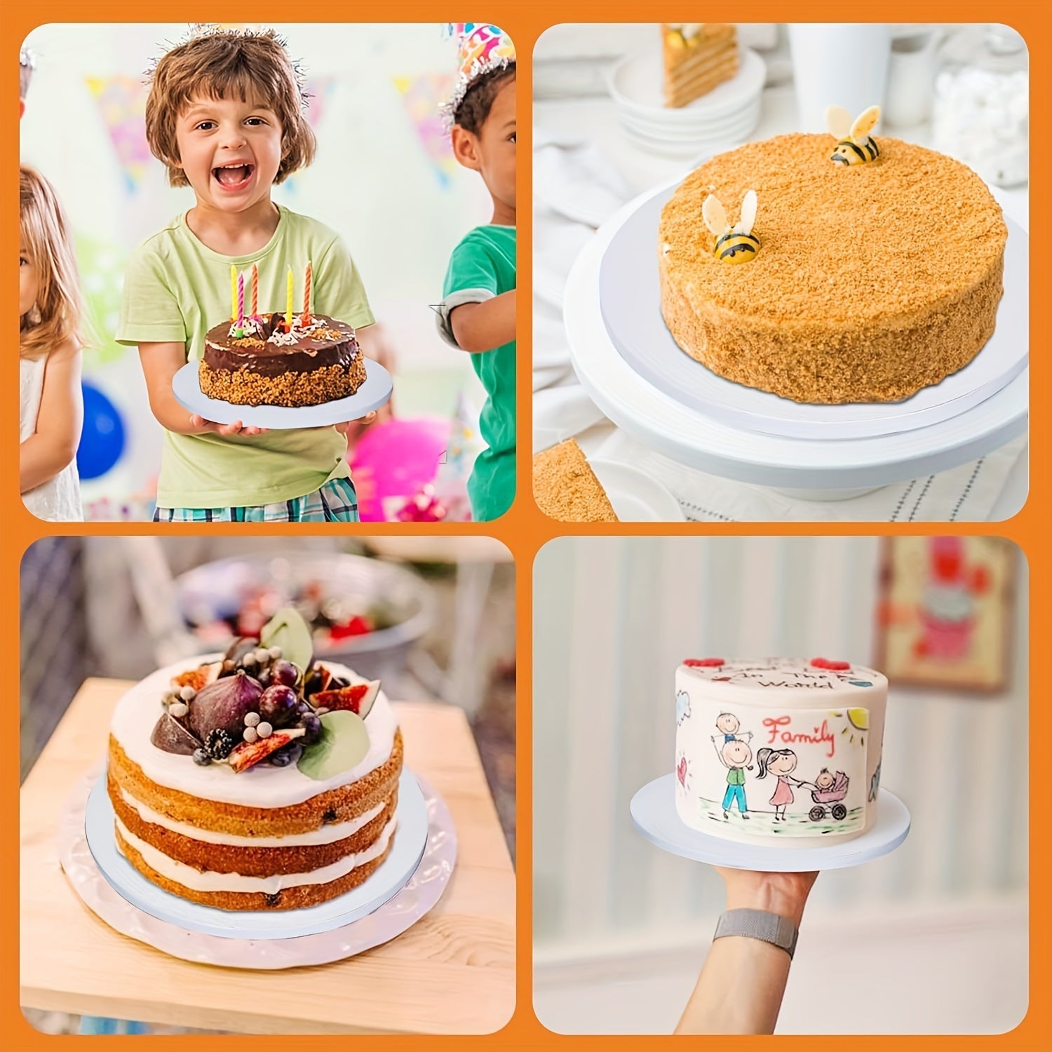 Two Pack 12-Inch Round Cake Boards 1/2 Inch Thick Corrugated Cardboard