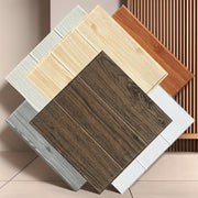 10pcs Wood Grain Self-Adhesive Wall Stickers 35x35cm Rectangular Cabin Style Decor