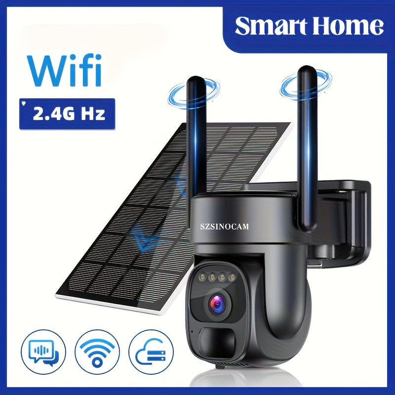 Cámara de seguridad solar inalámbrica 1080P PTZ visión nocturna detección de movimiento Wi-Fi exterior
