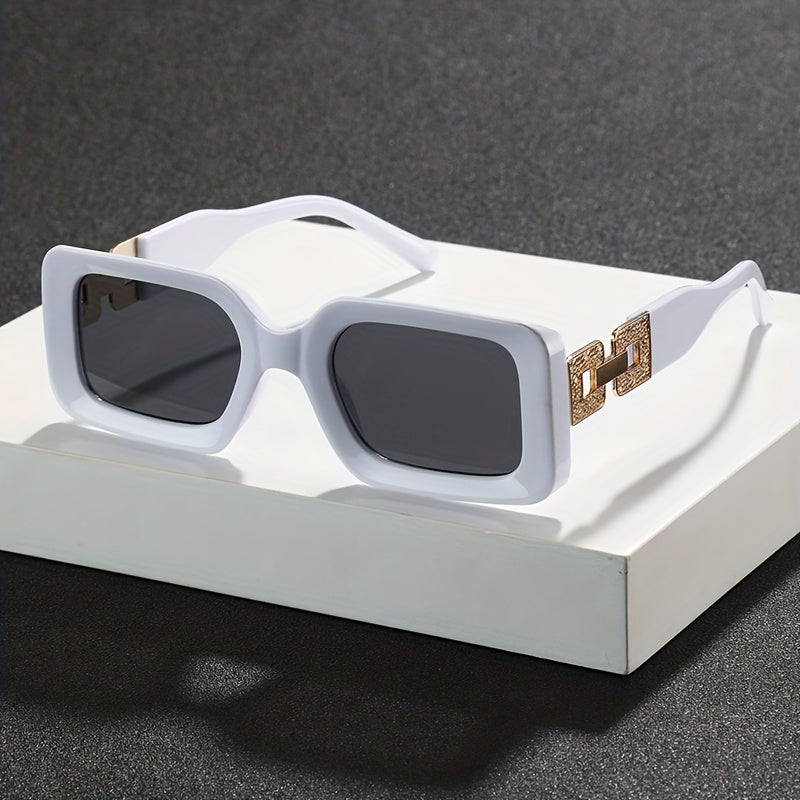 Men's Retro Square Glasses Fashion PC Frame Rectangular Eyewear for Daily Wear