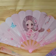 Set of 3 Mini Cartoon Handheld Fans for Summer Plastic Portable Fans