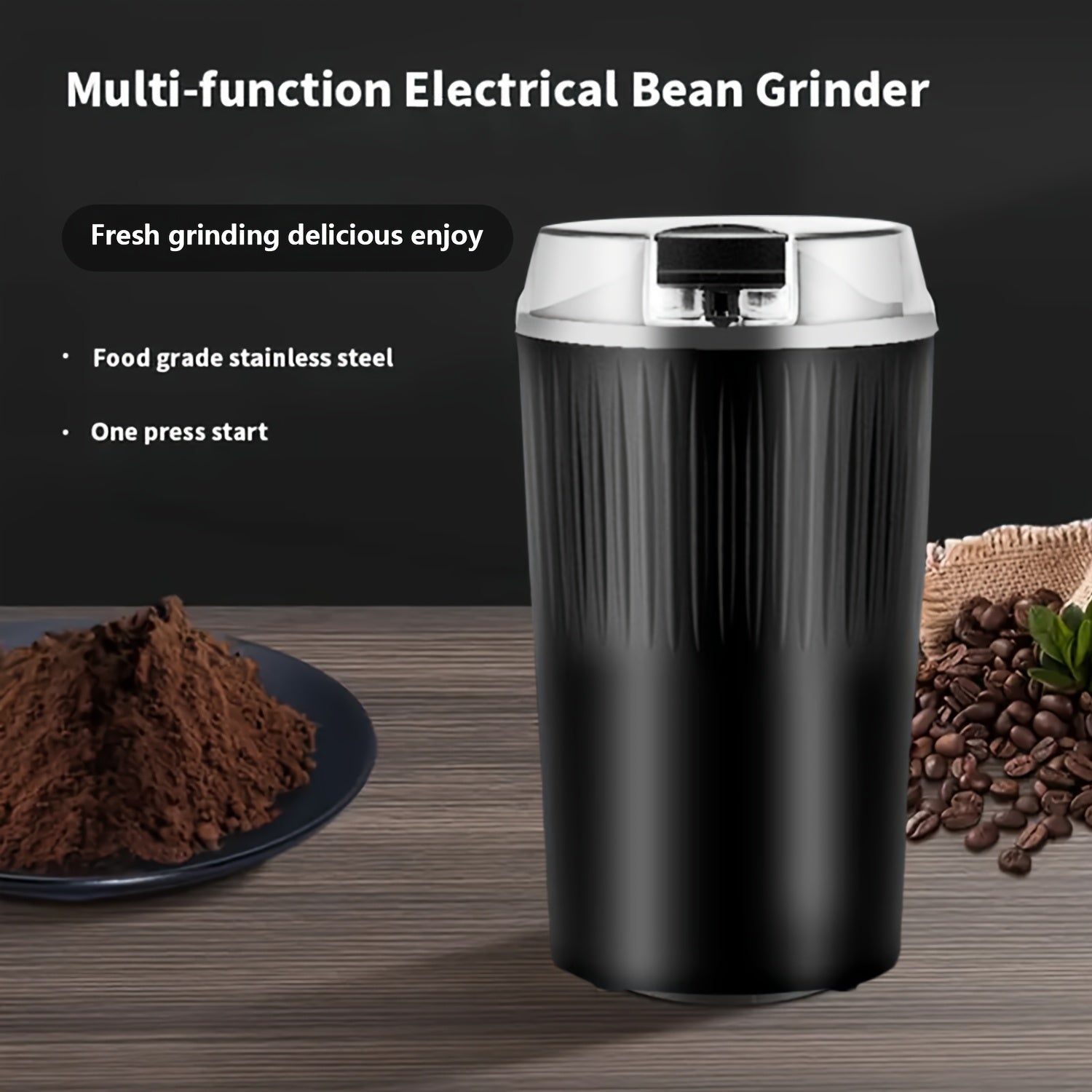 Uy elektr spice maydalagich, zanglamaydigan po'latdan yasalgan stakan korpus va oziq-ovqat sifatidagi material ichki qoplama bilan, kichik va portativ, oshxonada ziravorlar, loviya va donlarni maydalash uchun qulay foydalanish uchun.