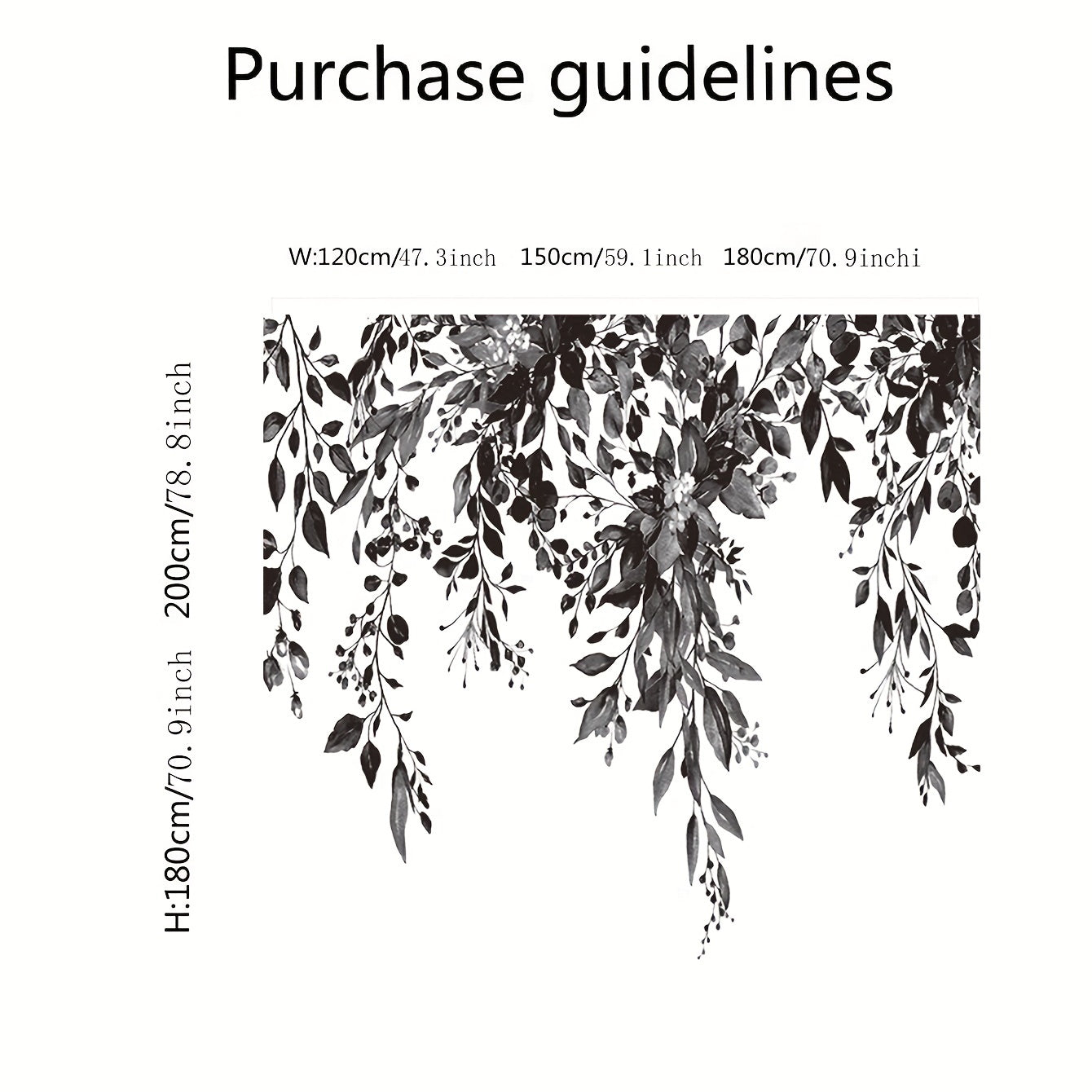 Black and White Floral Shower Curtain Waterproof Fabric Bathroom Decor Window Treatment