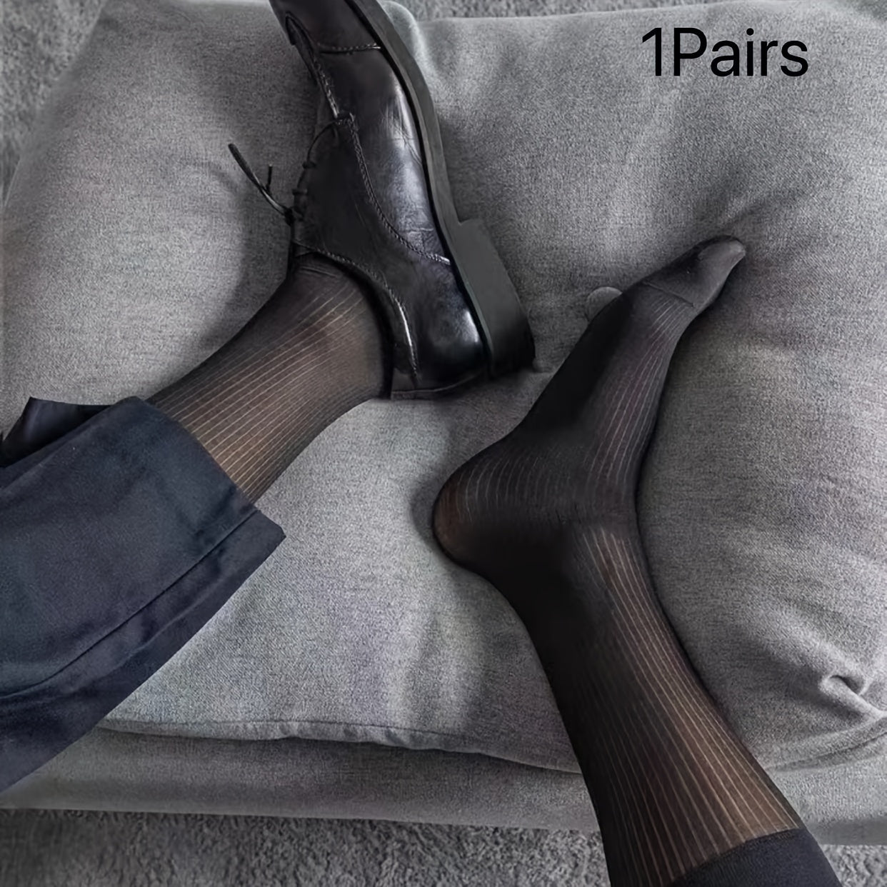 Men's Breathable Striped Knit Socks Thin Polyester Casual Stockings