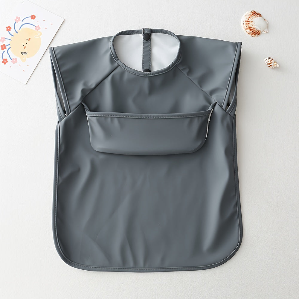 Baby Bib Waterproof Solid Color Sleeveless Feeding Bib for Infants