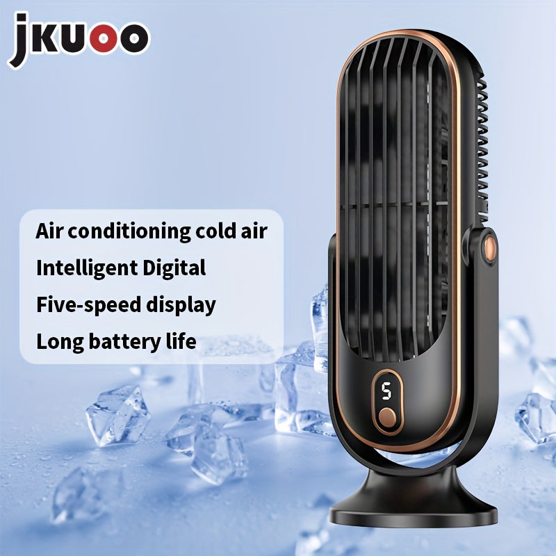 Portable Fan with 5 Speeds, 720° Oscillation, USB Rechargeable Battery
