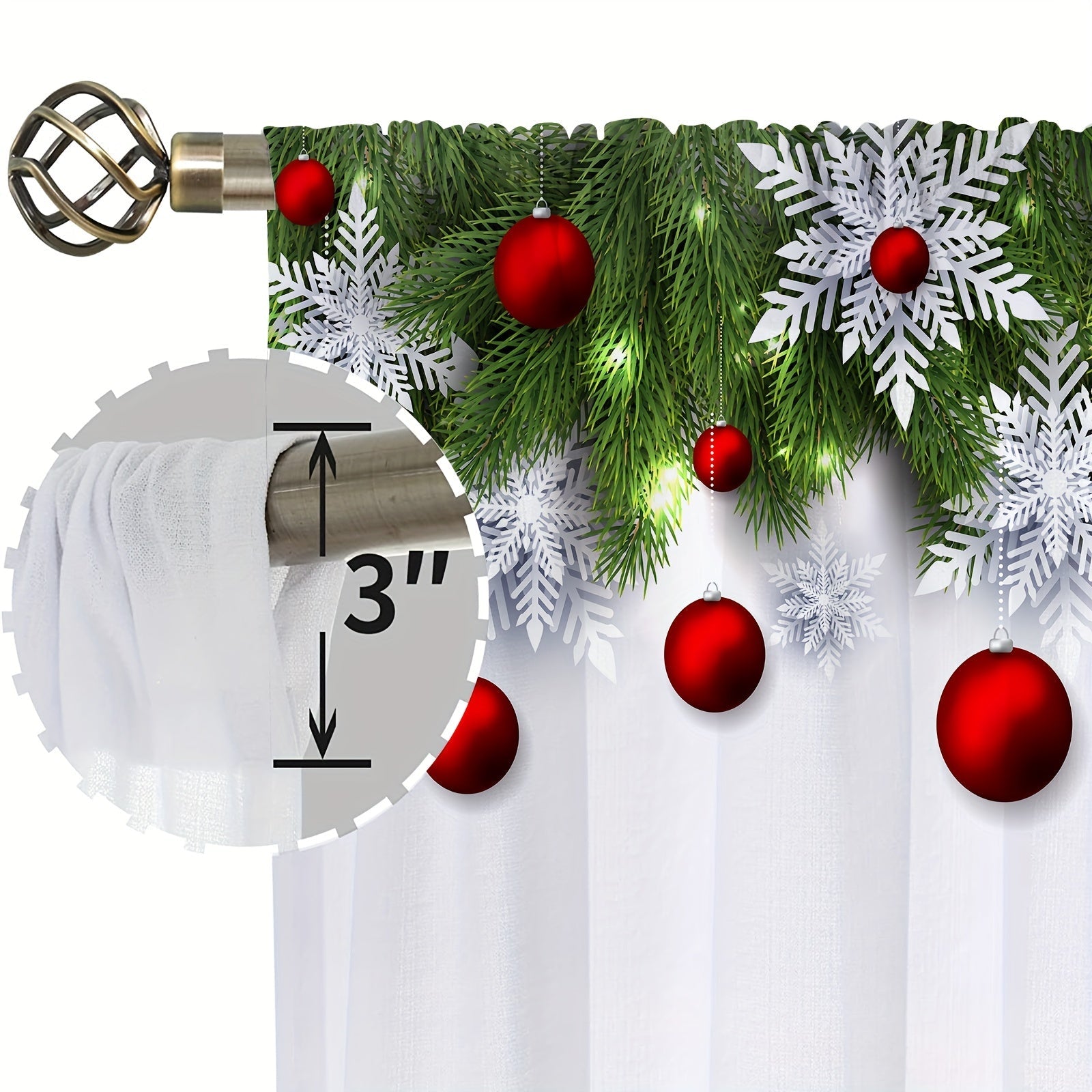 Rojdestvo yaprog'i bargli balon shaffof pardasi yotoqxona, mehmonxona, oshxona, ofis uchun