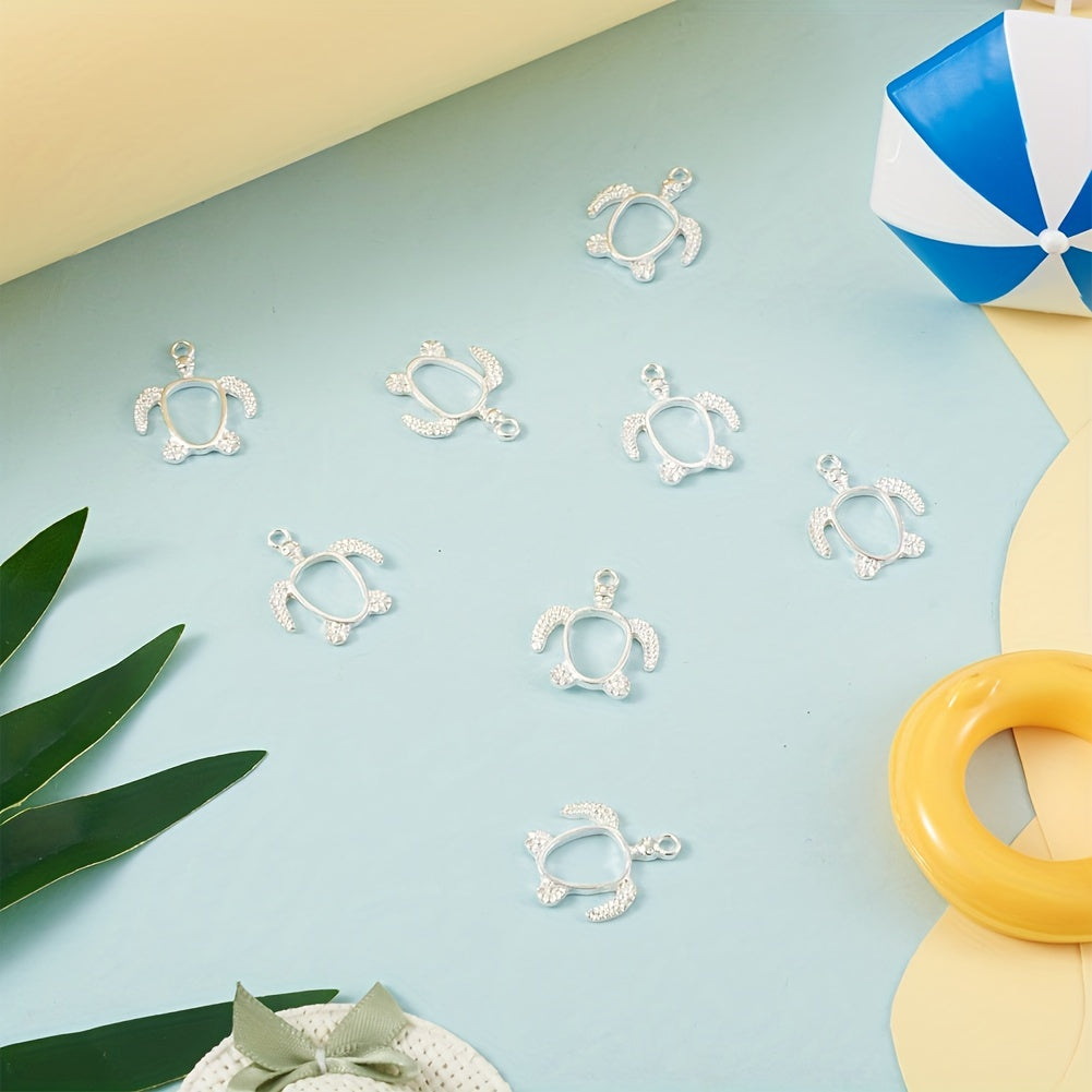 Twenty Pieces of Silvery Turtle Alloy Pendants for Resin Jewelry Making 21.5x18.5mm