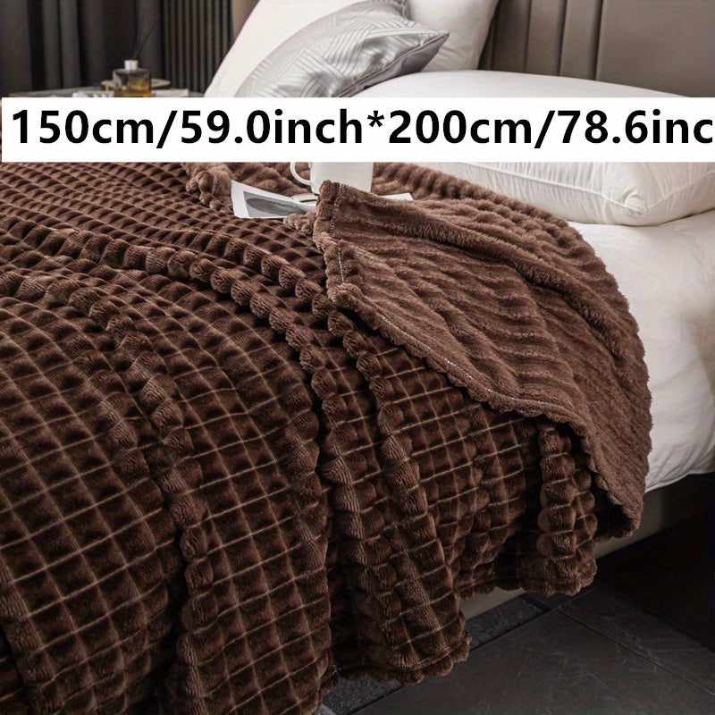 Manta de cama de piel de conejo con patrón de grano de maíz, suave y acogedora, para mascotas y hogar